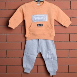 Cute Sweatshirt with Kangaroo Pockets & Grey Trouser Set for Toddlers (0-6 Months)  -