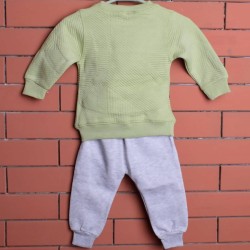 Cute Sweatshirt with Kangaroo Pockets & Grey Trouser Set for Toddlers (0-6 Months)  -